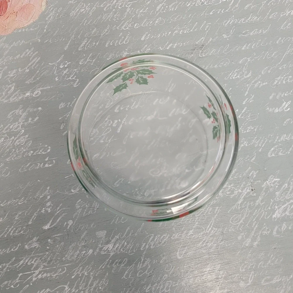 Vintage Indiana Glass Holly Berry Christmas Candy‎ Dish Jar w/ Lid Apothecary